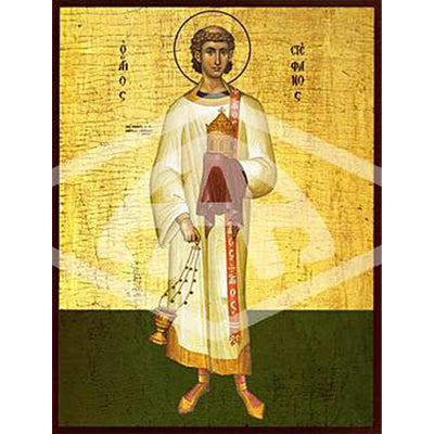 Stephen The Martyr, Mounted Icon Print Size: 20cm x 26cm
