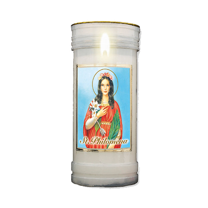 St Philomena Prayer Candle, Burning Time Approximately 72 Hours