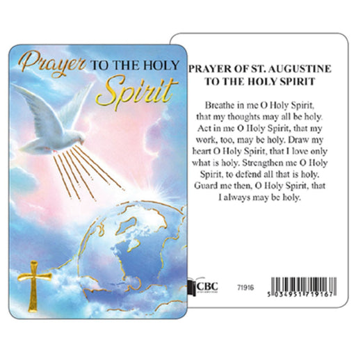 Christian Prayers, Prayer To The Holy Spirit, The Prayer of St Augustine Laminated Prayer Card