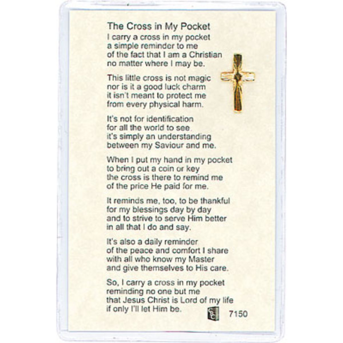I Carry A Cross Pocket Card Sterling Gifts