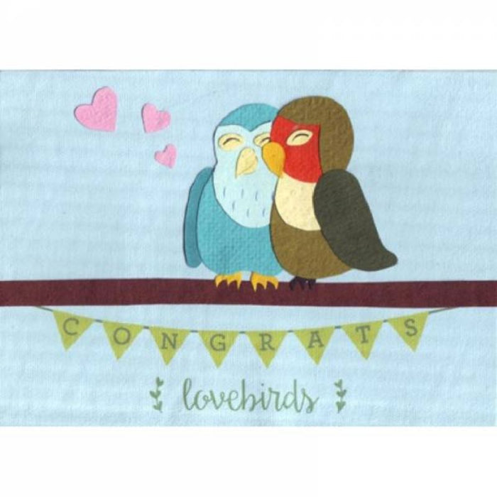 Congrats Love Birds, Fair Trade Greetings Card, Blank Inside