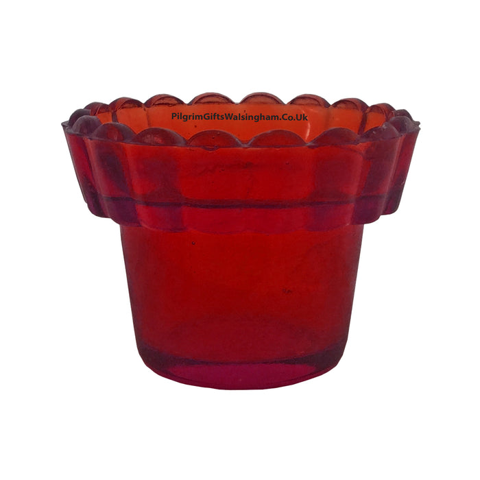 Red Votive Lamp Glass, Fluted Top
