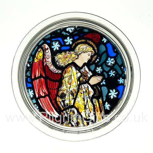 Cathedral Stained Glass, William Morris Angel St Peter & St Paul Cattistock, Paperweight 7cm Diameter