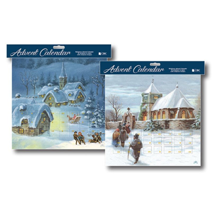 Religious Advent Calendars With Glitter, Traditional Winter Wonderland 2 Different Designs