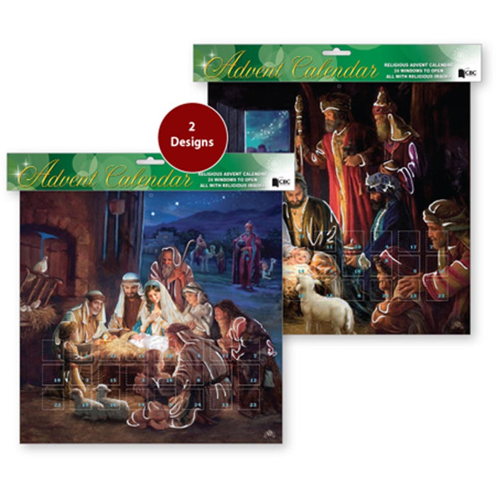 Religious Advent Calendar With Glitter, Christmas Nativity With 2 Designs 