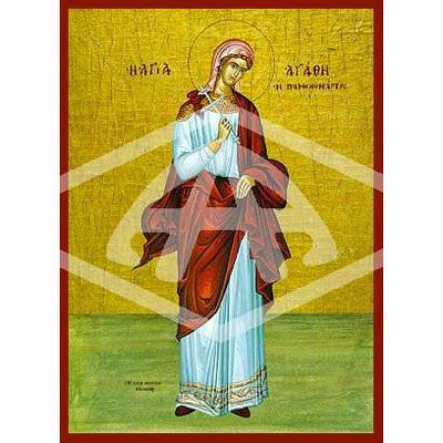 Agatha The Martyr, Mounted Icon Print Size: 20cm x 26cm