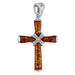 Amber Sterling Silver Cross 35mm In Length Christian Jewellery