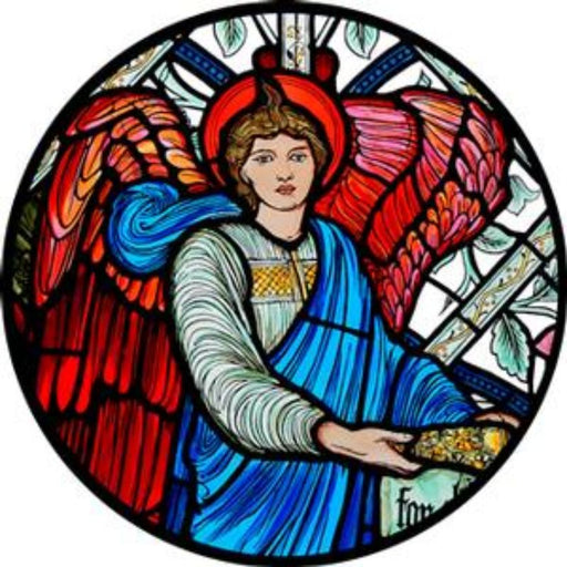 Church Stained Glass, Angel, by Edward Burne Jones St Mungo Museum Glasgow, Stained Glass Window Transfer 13.5cm Diameter