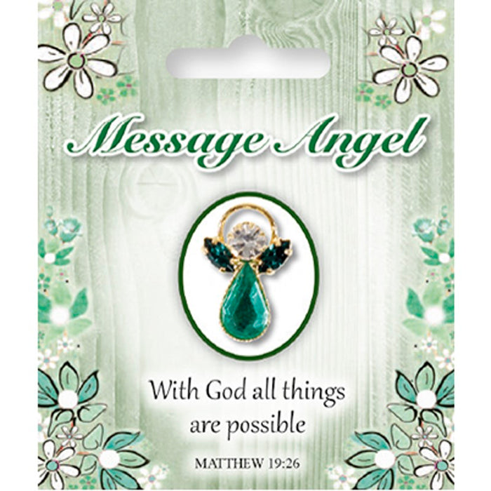Angel Pin Brooch, With God all Things are Possible