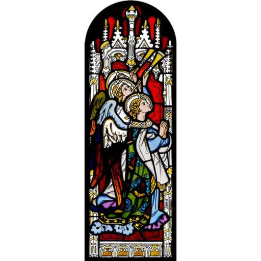 Cathedral Stained Glass, Angel In Green, St George's Chapel Windsor, Stained Glass Window Transfer 21.3cm High