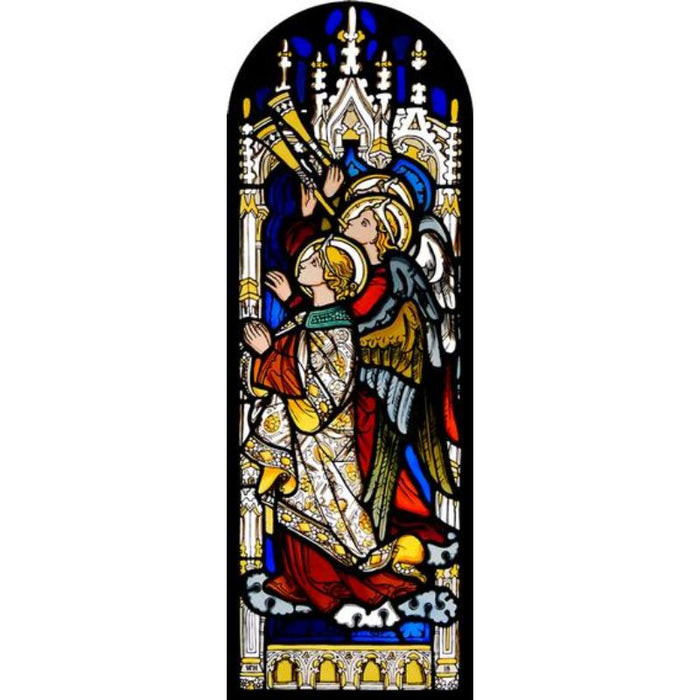 Cathedral Stained Glass, Angel In Red, St George's Chapel Windsor, Stained Glass Window Transfer 21.5cm High