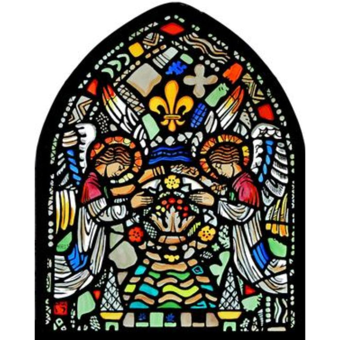 Angels Praying, Ampleforth Abbey, Stained Glass Window Transfer 17cm High