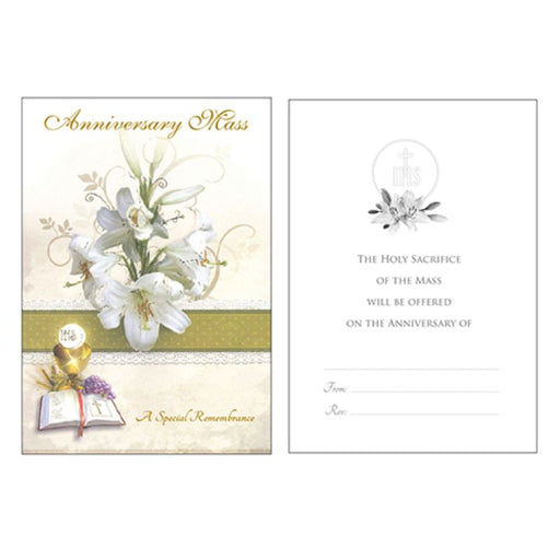 Catholic Mass Cards, Anniversary Mass Greetings Card, Gold Foil Embossed Cover A Special Remembrance