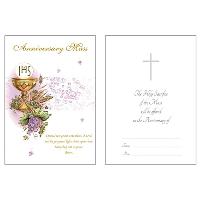 Catholic Mass Cards, Anniversary Mass Greetings Card, Chalice and Host Design