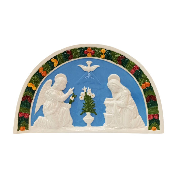 Annunciation Della Robbia Ceramic Plaque 34cm / 13.25 Inches Wide