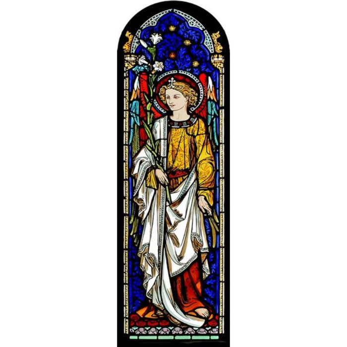 Cathedral Stained Glass, Archangel Uriel, St Mary's Parish Church Nantwich, Stained Glass Window Transfer 21.5cm High