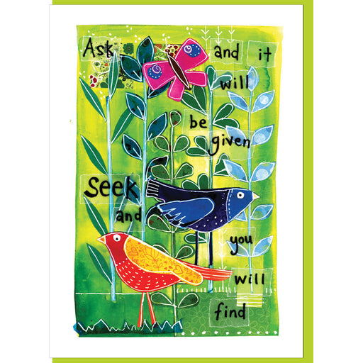 Words of Encouragement Christian Bible Cards, Ask and it will be given, Matthew 7:7 Greetings Card