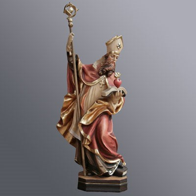 Statues Catholic Saints, St Augustine of Hippo 25cm - 10 Inches High Woodcarving