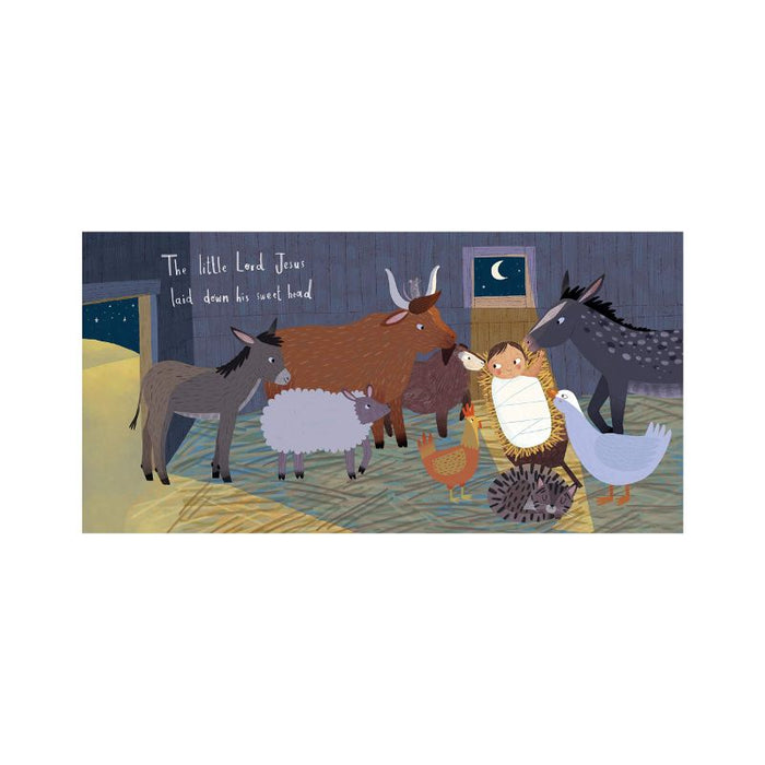 Away in a Manger, Well-loved carol Away in a Manger in picture book form, illustrator Jean Claude