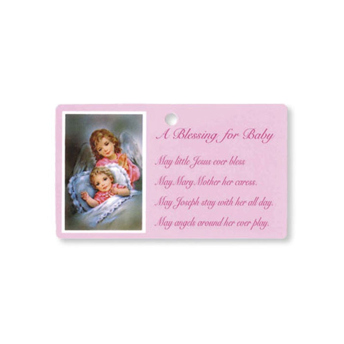 A Blessing For Baby, Laminated Card In Pink