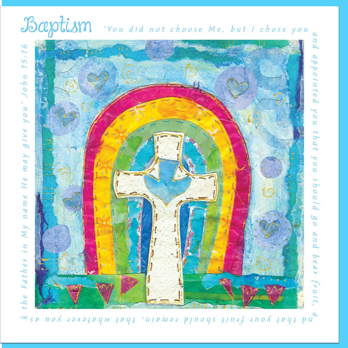 Christian Baptism Rainbow Greetings Card With Bible Verse