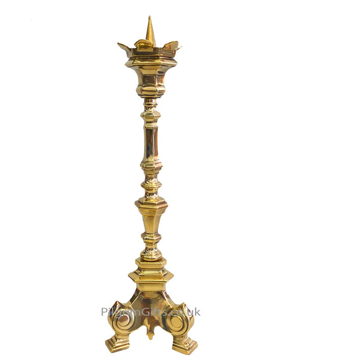 Baroque Design - Solid Brass Church Candlestick 22 Inches / 56cm High SPECIAL ORDER ONLY