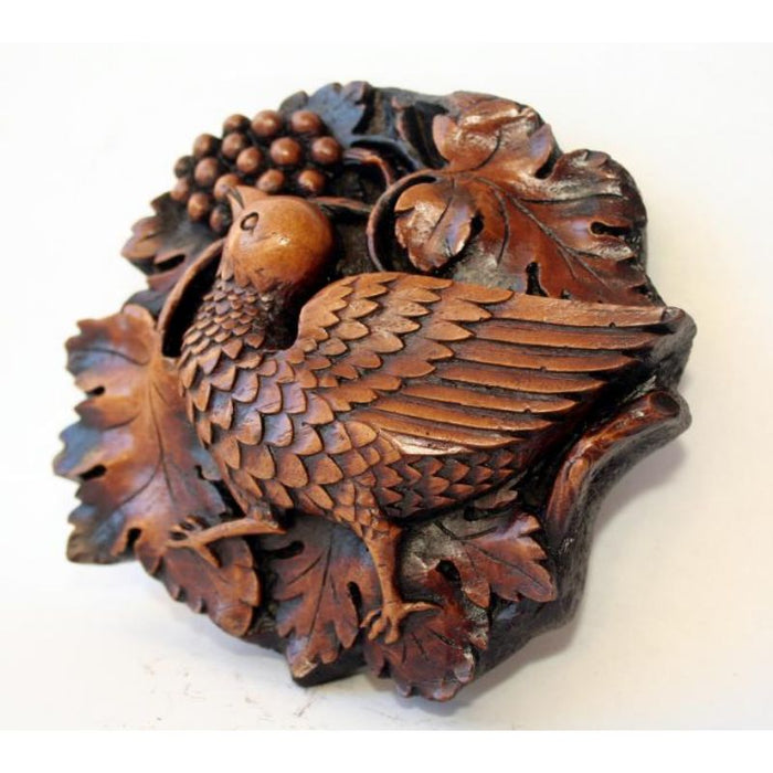 Bird pecking Grapes Lincoln Cathedral, Replica Church Woodcarving 11cm / 4.25 Inches High