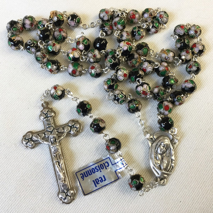 Black Cloisonne Rosary 8mm Beads