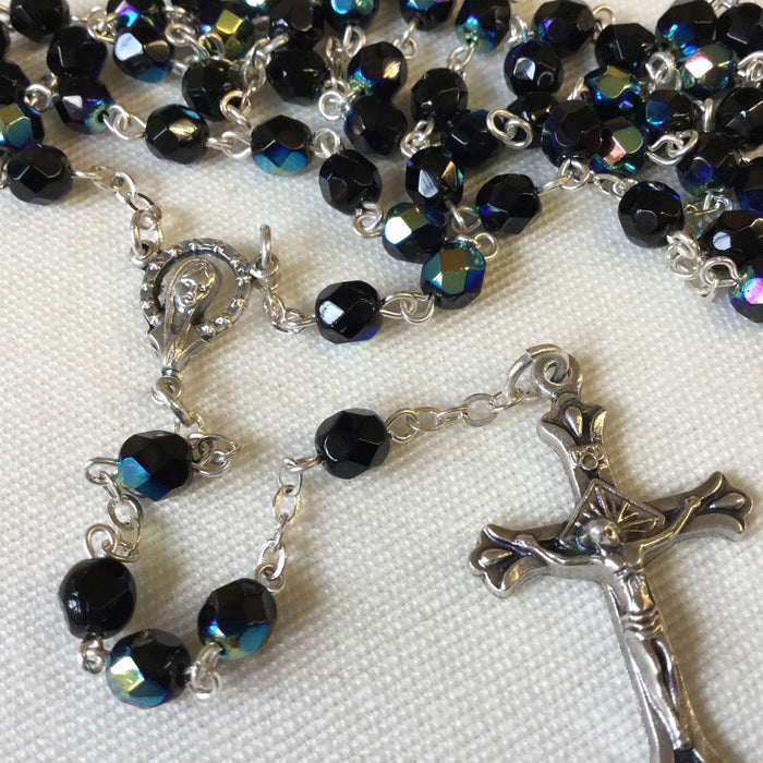 Black Glass Rosary 5mm Beads