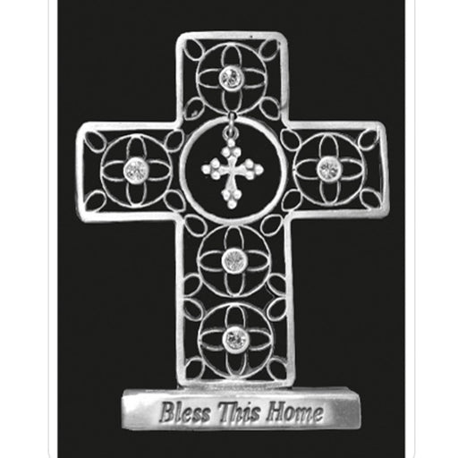 Bless This Home, Standing Cross 7cm High Metal Christian catholic Cross