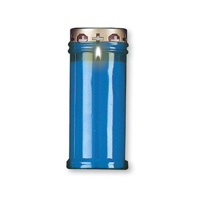 Blue Cased Candle For Outdoor Use With Wind Proof Top, Burning Time 72 Hours