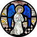 Cathedral Stained Glass, Blue Angel Chester Cathedral, Stained Glass Window Transfer 13.5cm Diameter