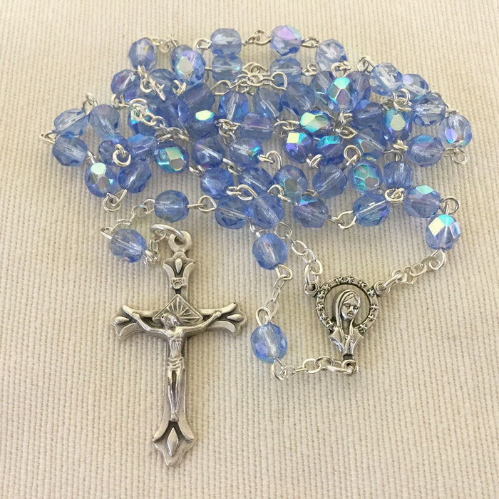 Blue Glass Rosary 5mm Beads