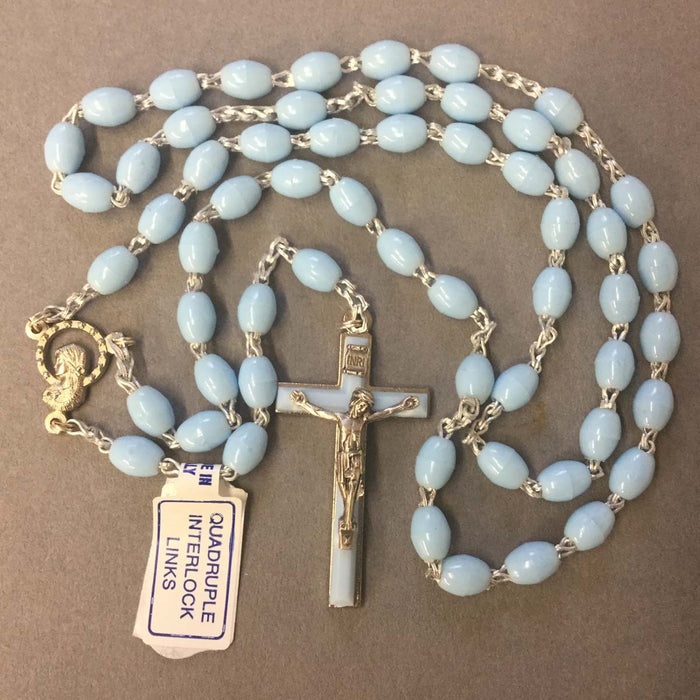 Blue Plastic Rosary Beads, Extra Strong Quadruple Linked Beads
