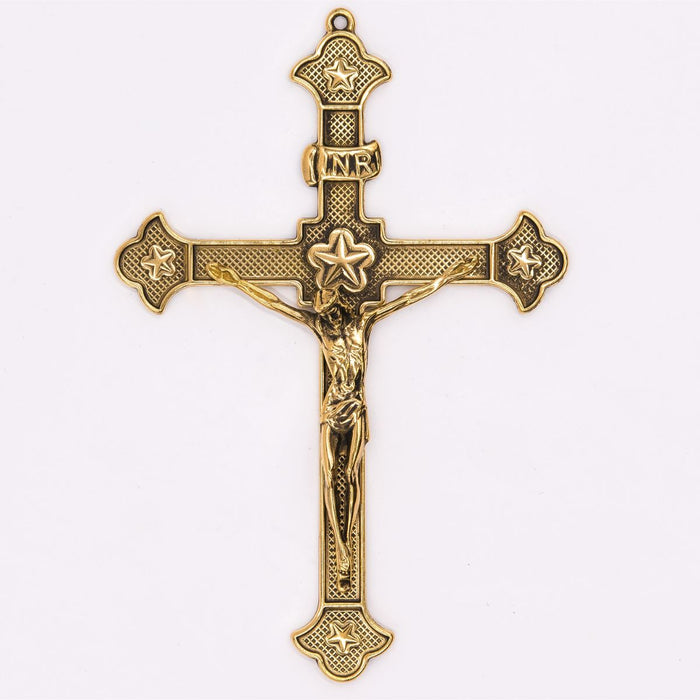 Crucifix 9 Inches High, Solid Brass