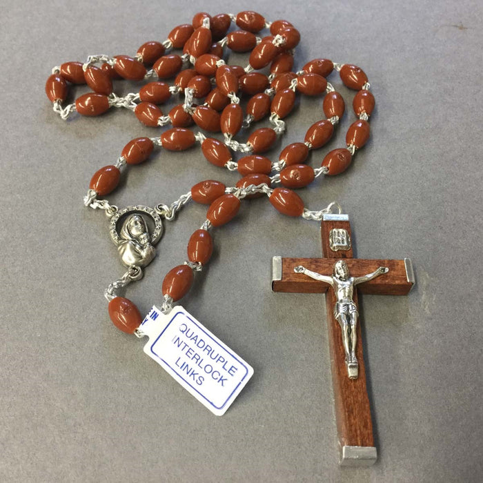 Brown Plastic Rosary Beads Extra Strong Links 8mm Diameter Oval Beads