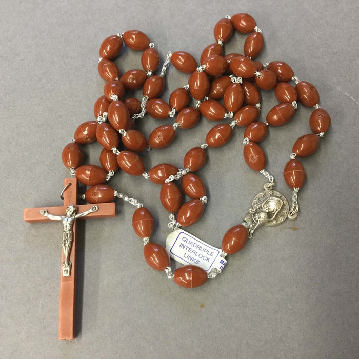 Brown Plastic Rosary Beads Extra Strong Links With Large Size Beads 10mm Diameter