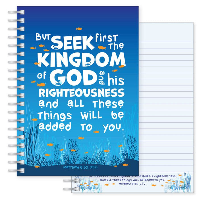 But seek first the kingdom of God, Notebook 160 Lined Pages With Bible Verse Matthew 6:33 Size A5 21cm / 8.25 Inches High