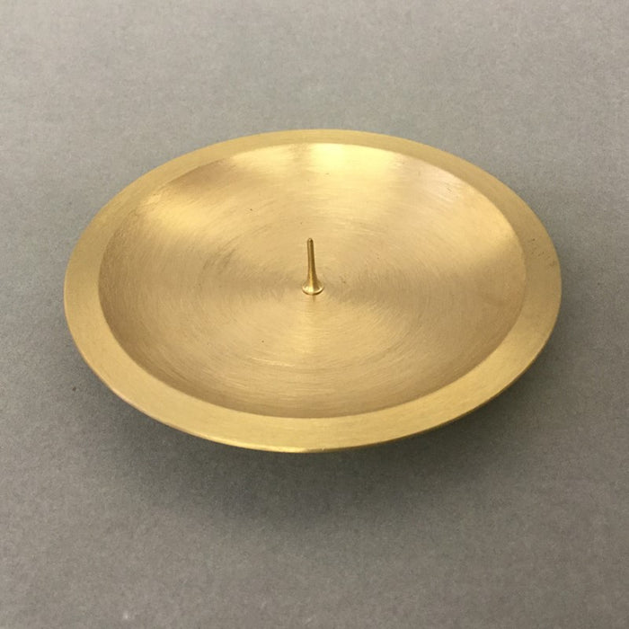 Candle Holder For Up To 3 Inch Diameter Candles, Brushed Satin Finished Brass With Spike