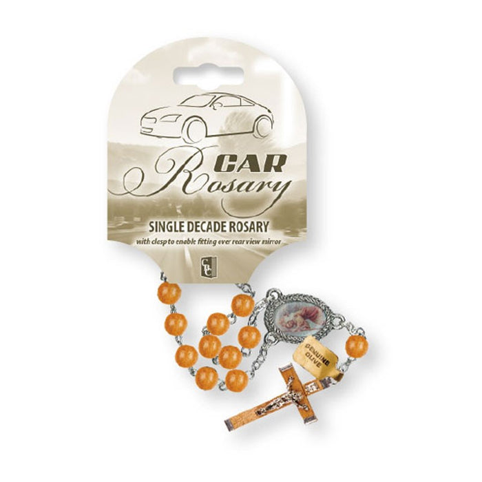 One Decade Car Rosary, Olive Wood Beads
