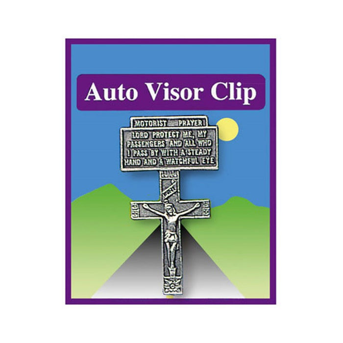 Motorist Prayer, Crucifix Design Car Visor Clip