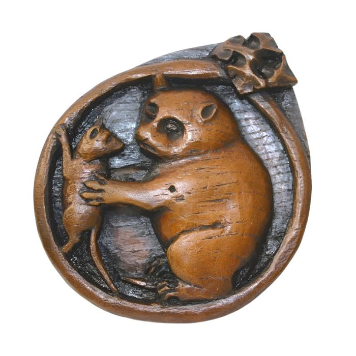 Cat and Mouse Beverley Minster, Replica Church Woodcarving 13cm / 5 Inches Diameter