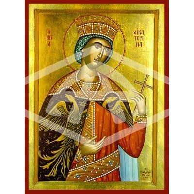 Catherine The Great Martyr of Alexandria, Mounted Icon Print Size: 14cm x 20cm