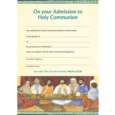 Admission to Holy Communion Certificate, (Anglican) Pack of 10