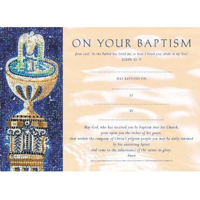Baptism Certificate Pack of 20 A5 Size