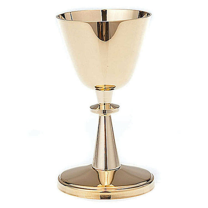 Home Communion Chalice Chalice and Paten Gold Finish Mission Chalice 12.5cm high, Chalice holds 3fl oz