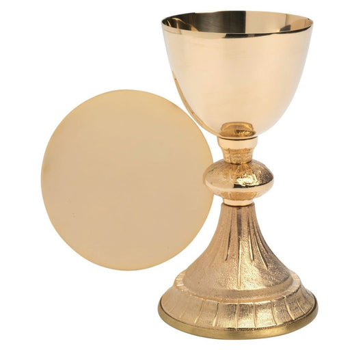 Church Supplies, Church Chalice and Paten With Sunray Patterned Base Gold Plated 18cm high, Chalice holds 10fl oz