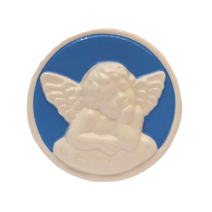 Cherub Angel Della Robbia Ceramic Plaque 12cm / 4.75 Inches Diameter