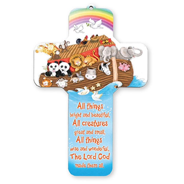 All Creatures Great & Small, Children's Wooden Cross 18.5cm / 7.25 Inches High