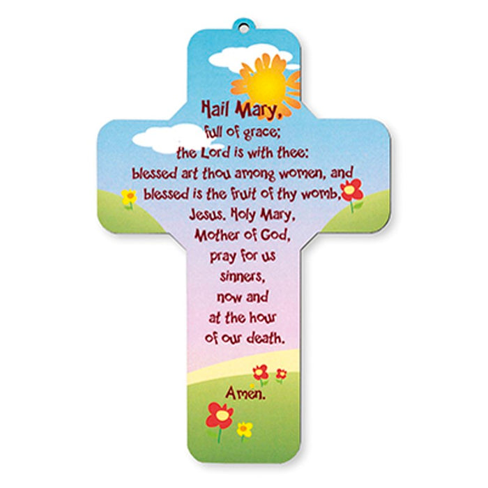 Hail Mary Prayer, Children's Wooden Cross 18.5cm / 7.25 Inches High ONLY 1 X AVAILABLE